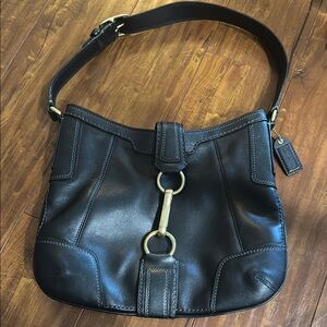 Coach Black Leather Hobo Bag with Gold Hardware